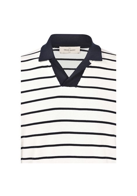 Polo Gran sasso Skipper uomo 5711018052 Bianca maniche corte cotone organico colletto righe Gran sasso | Polo | 5711018052005